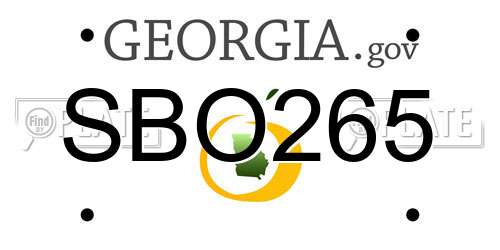 SBO265 Georgia License Plate