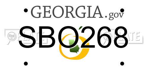 SBO268 Georgia License Plate