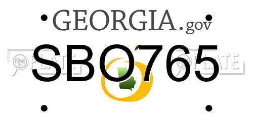 SBO765 Georgia License Plate