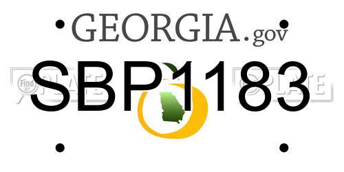 SBP1183 Georgia License Plate