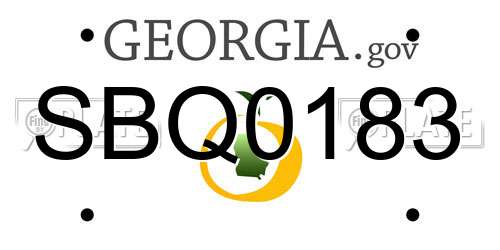 SBQ0183 Georgia License Plate