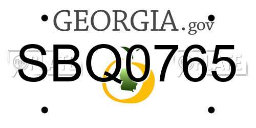 SBQ0765 Georgia License Plate