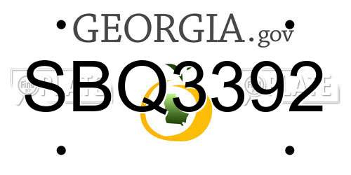 SBQ3392 Georgia License Plate
