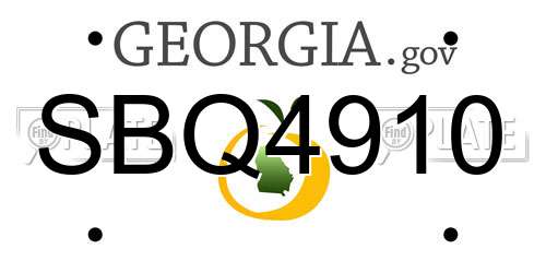 SBQ4910 Georgia License Plate