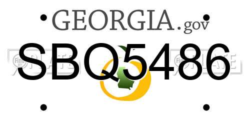 SBQ5486 Georgia License Plate