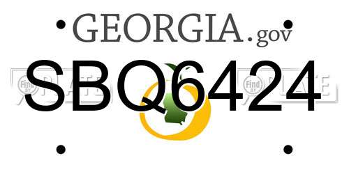 SBQ6424 Georgia License Plate