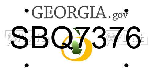 SBQ7376 Georgia License Plate