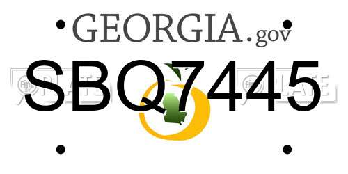 SBQ7445 Georgia License Plate