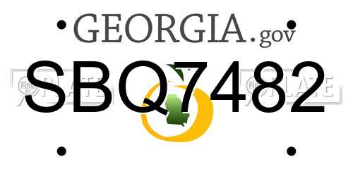 SBQ7482 Georgia License Plate