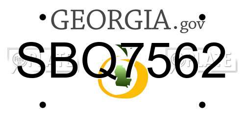 SBQ7562 Georgia License Plate