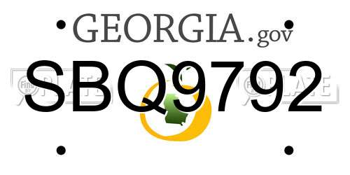 SBQ9792 Georgia License Plate