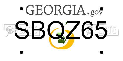 SBQZ65 Georgia License Plate
