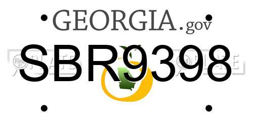 SBR9398 Georgia License Plate