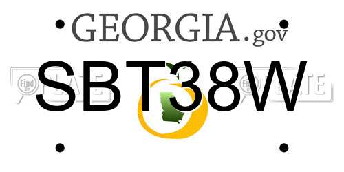 SBT38W Georgia License Plate