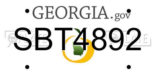 SBT4892 Georgia License Plate