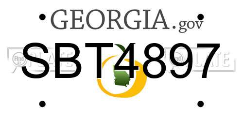 SBT4897 Georgia License Plate