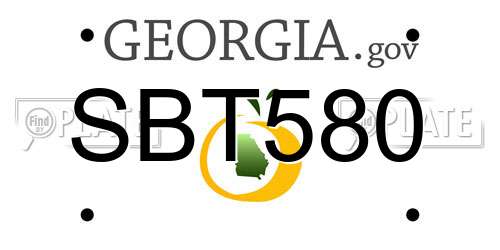 SBT580 Georgia License Plate