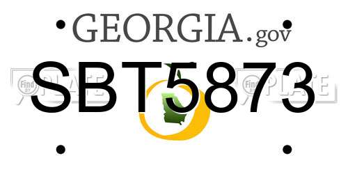 SBT5873 Georgia License Plate