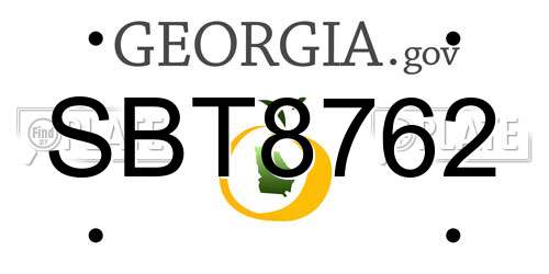 SBT8762 Georgia License Plate