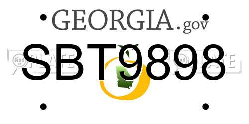 SBT9898 Georgia License Plate