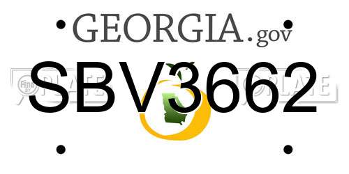 SBV3662 Georgia License Plate