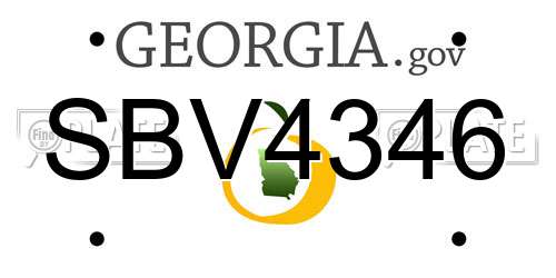 SBV4346 Georgia License Plate