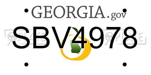 SBV4978 Georgia License Plate