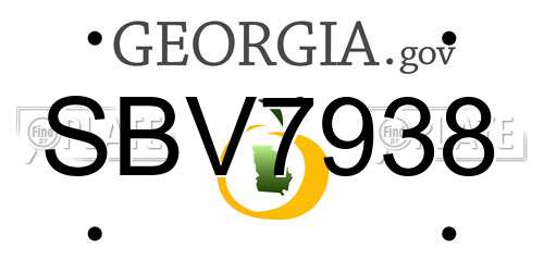 SBV7938 Georgia License Plate
