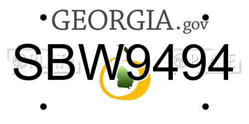 SBW9494 Georgia License Plate