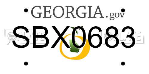 SBX0683 Georgia License Plate