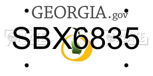 SBX6835 Georgia License Plate