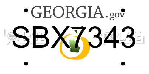 SBX7343 Georgia License Plate