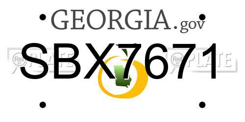 SBX7671 Georgia License Plate
