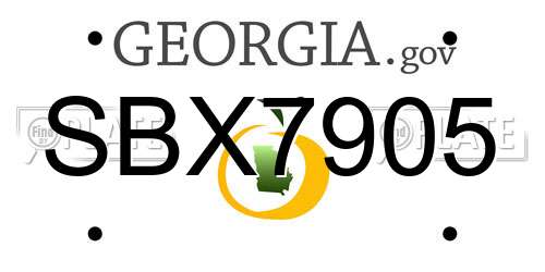 SBX7905 Georgia License Plate