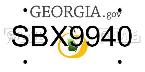 SBX9940 Georgia License Plate