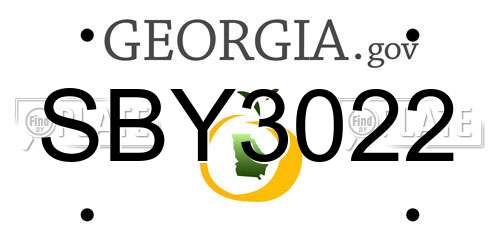 SBY3022 Georgia License Plate