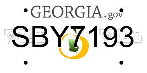 SBY7193 Georgia License Plate