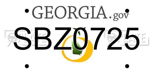 SBZ0725 Georgia License Plate
