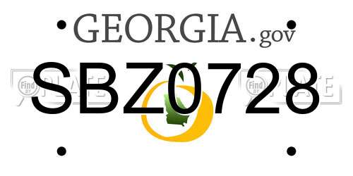 SBZ0728 Georgia License Plate