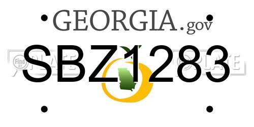 SBZ1283 Georgia License Plate