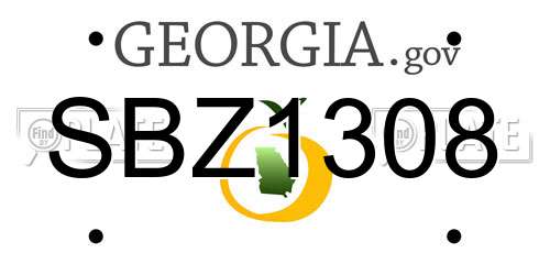 SBZ1308 Georgia License Plate