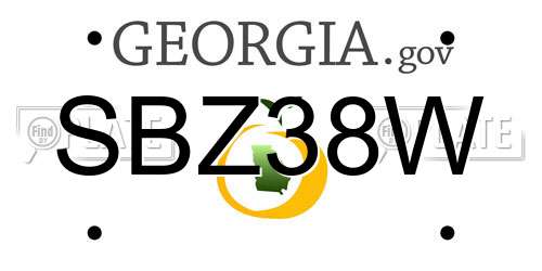 SBZ38W Georgia License Plate