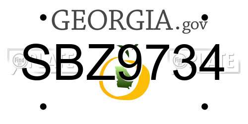 SBZ9734 Georgia License Plate