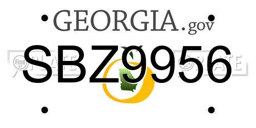 SBZ9956 Georgia License Plate