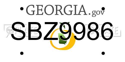 SBZ9986 Georgia License Plate