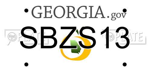 SBZS13 Georgia License Plate