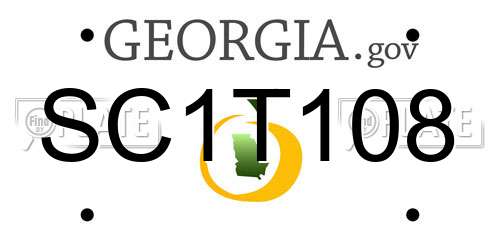 SC1T108 Georgia License Plate