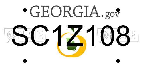 SC1Z108 Georgia License Plate