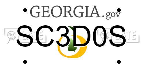 SC3D0S Georgia License Plate