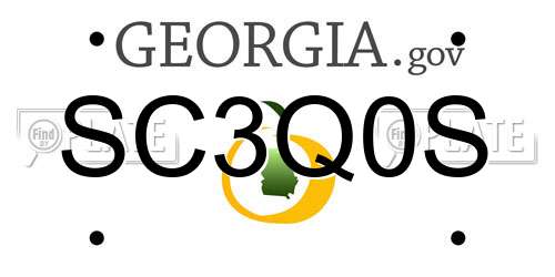 SC3Q0S Georgia License Plate